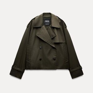 Zara Olive Green Cropped Trench